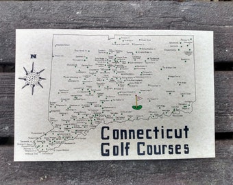Connecticut golf courses map 11x17