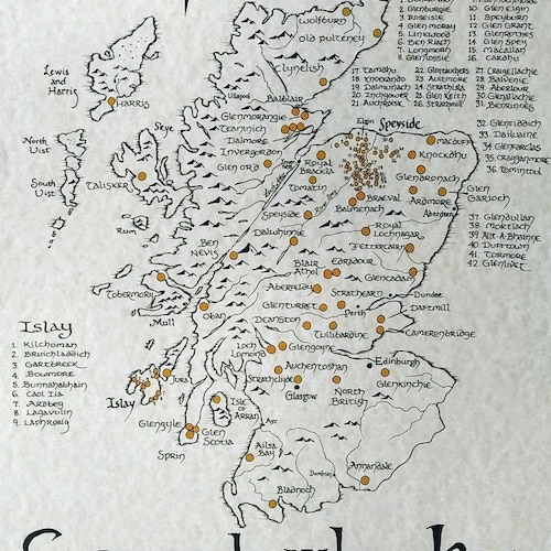 Gin Map of Scotland Map of Scottish Gins Gins of Scotland Etsy UK