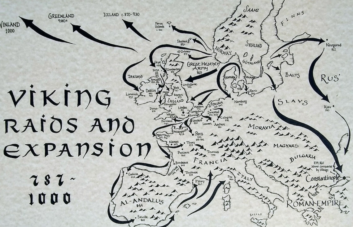 Viking Raids and Expansion Map - Etsy