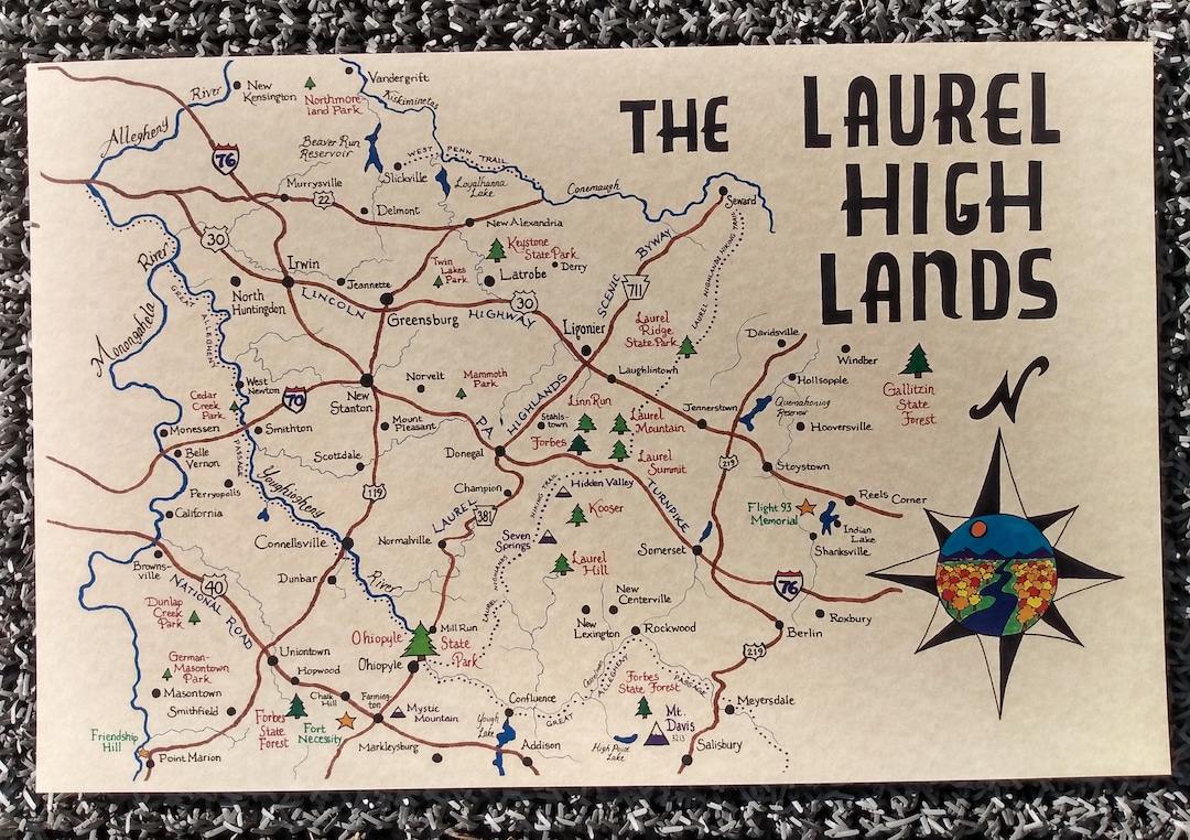 laurel-highlands-map-11x17-etsy
