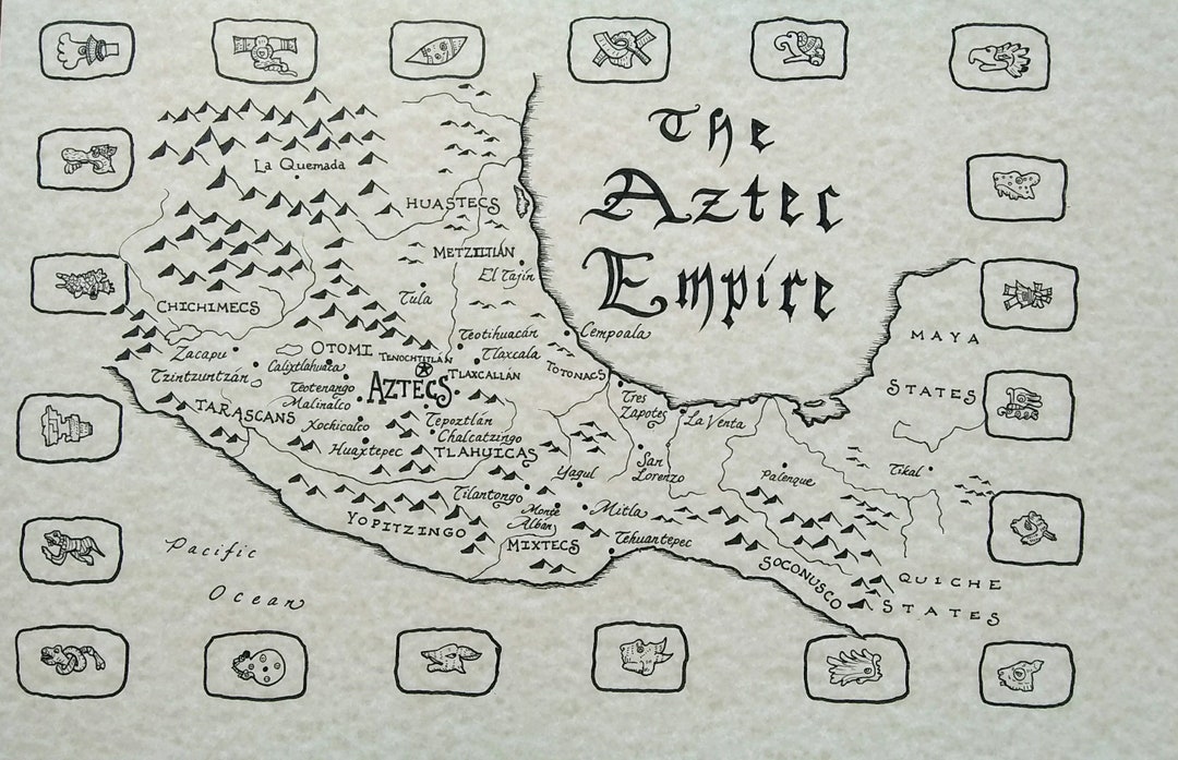 Aztec Empire Hand Drawn Map Etsy Il 1080xN.2401246145 Ea4q