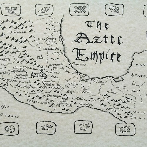 Aztec Empire Hand Drawn Map Etsy UK aztec-empire-hand-drawn-map-etsy-uk