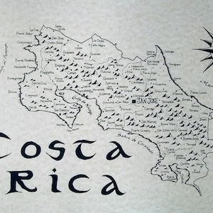 Costa Rica hand drawn map