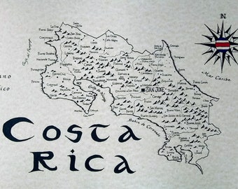 Costa Rica hand drawn map