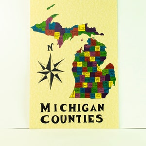 Michigan counties map 11x17
