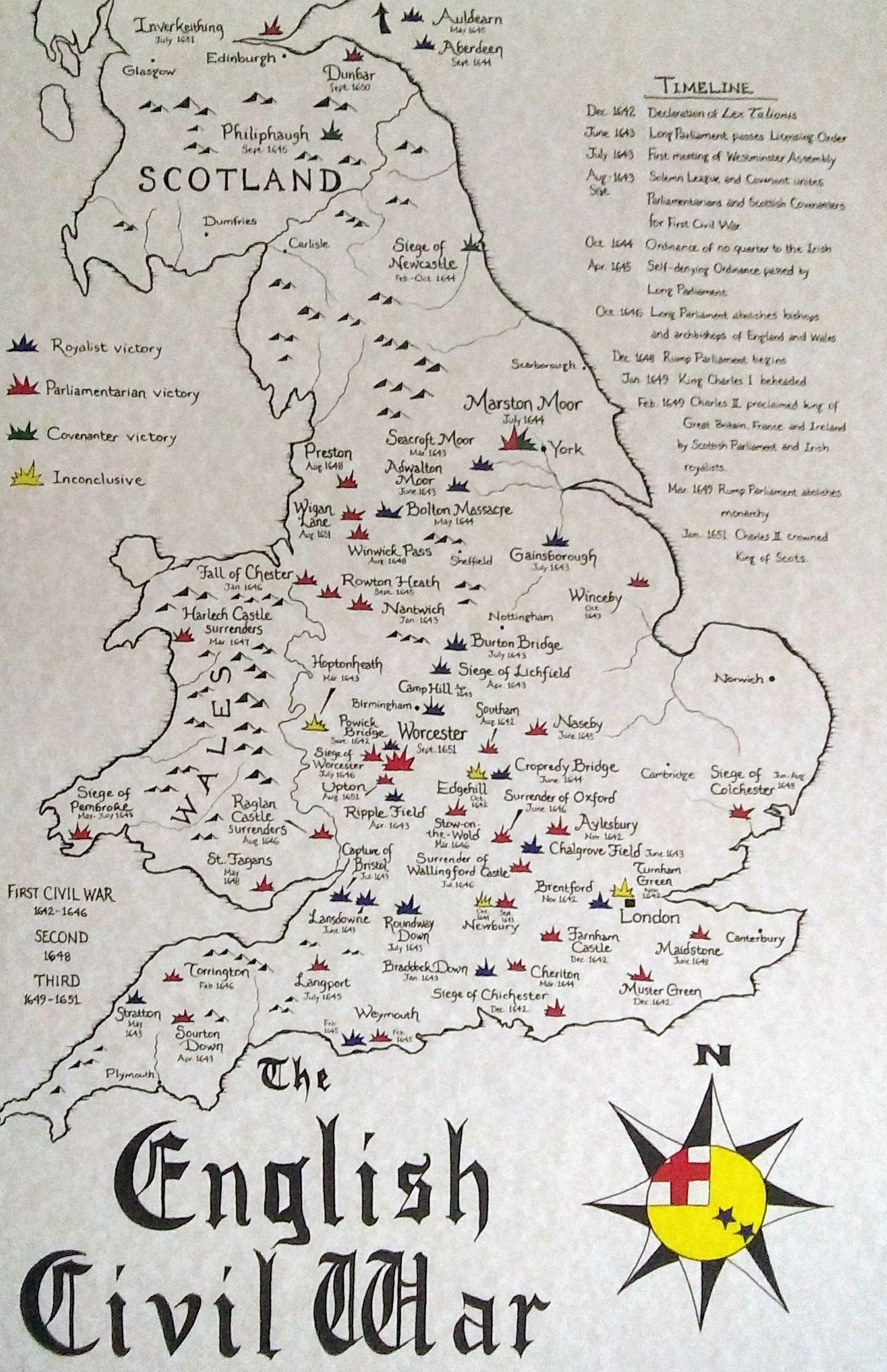 English Civil War Hand Drawn Map - Etsy