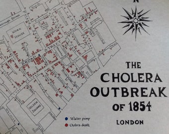 Cholera Outbreak (1854) hand drawn map