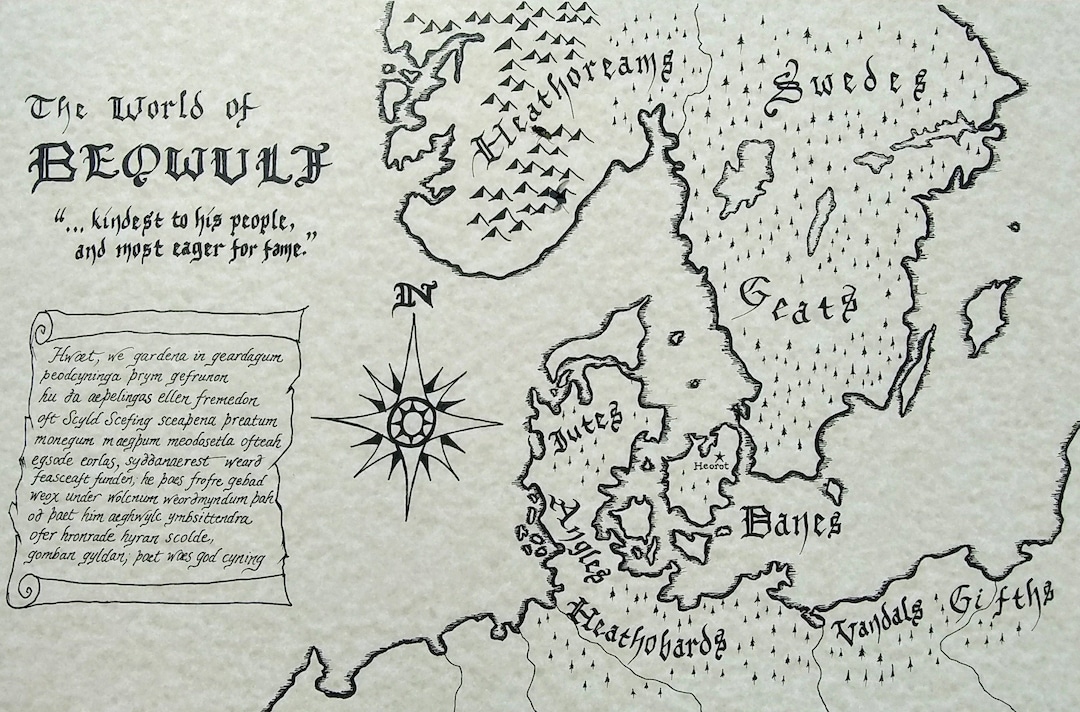 Beowulf Hand Drawn Map Etsy
