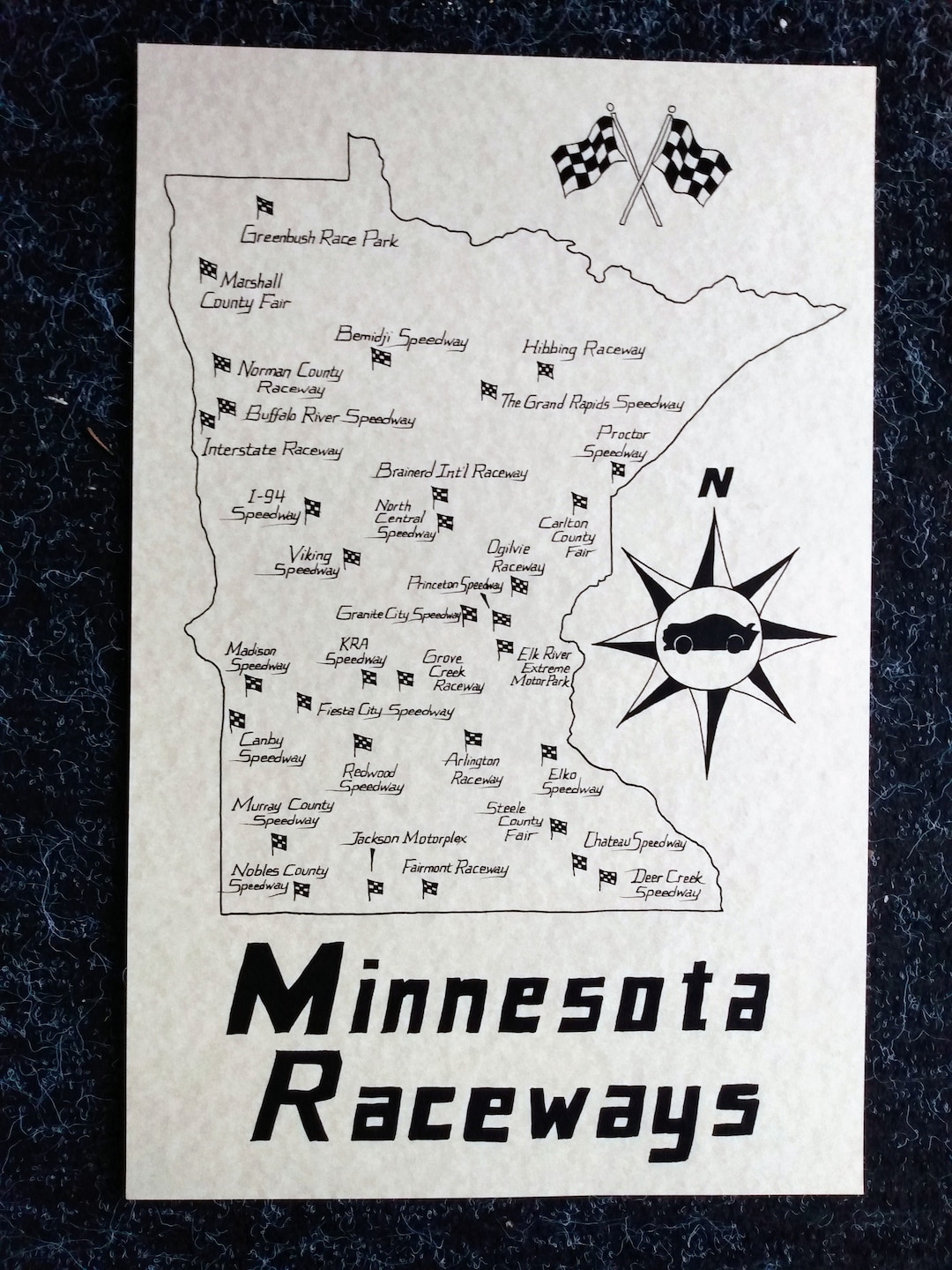 Minnesota Raceways Map 11x17 Etsy