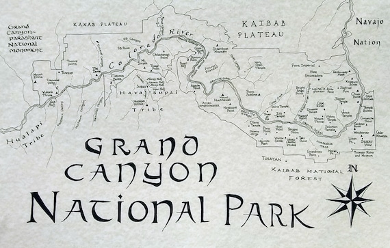 Grand Canyon Map | Etsy