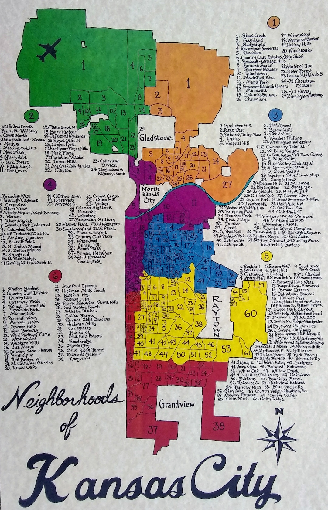 Kansas City Neighborhoods Map - Etsy