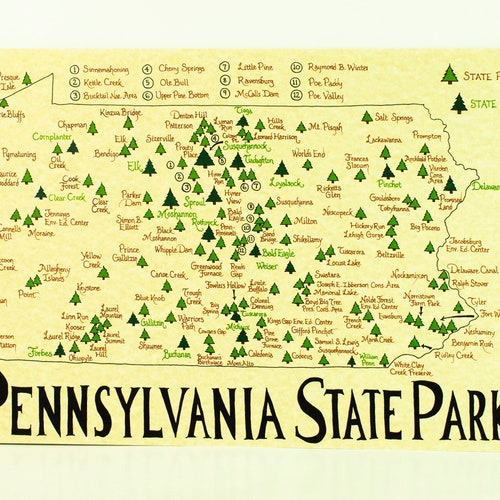 Pennsylvania State Parks Map Etsy