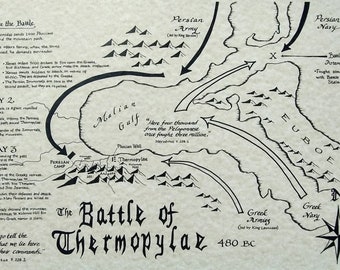 Battle of Thermopylae hand drawn map
