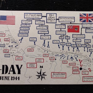 D-DAY map hand drawn 11x17