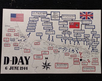 D-DAY map hand drawn 11x17