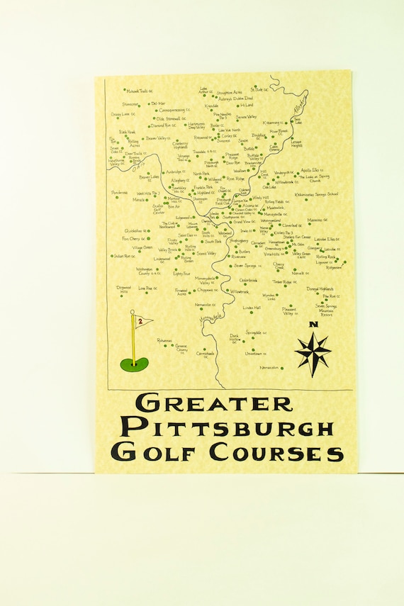 Pittsburgh Golf Courses Map Etsy