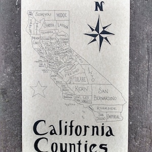 California counties map B/W 11x17