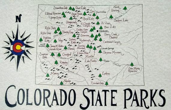 Colorado State Parks Map Colorado State Parks Hand Drawn Map | Etsy Australia