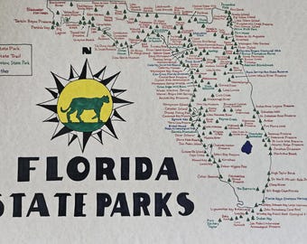 Florida State Parks map 11x17 hand drawn