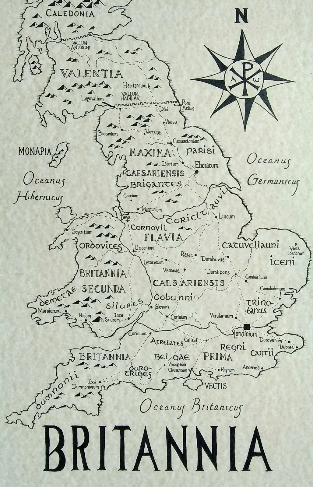 Britannia romana mappa disegnata a mano Britannia - Etsy Italia