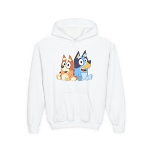 Bluey Inspired Youth Hoodie, Cozy Sweatshirt for Kids, Perfect Gift for Birthdays, Cartoon Apparel, Child's Hooded Sweatshirt