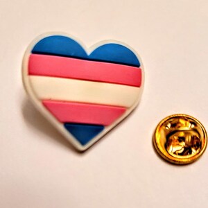Transexual  Pride heart shaped silicon lapel pin