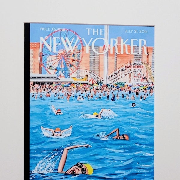 New Yorker Magazine Cover - Swimming in Coney Island - July 21, 2014 -  by Mark Ulriksen