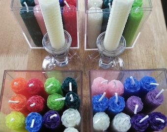 Shabbat Candles - Beeswax - 16 in all -beautiful colors clean burning 2 to 2 1/2 hours. Good Shabbat.