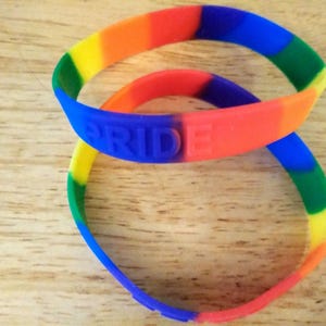 Rainbow silicone bracelets LGBTQ Gay Pride - Set of Two