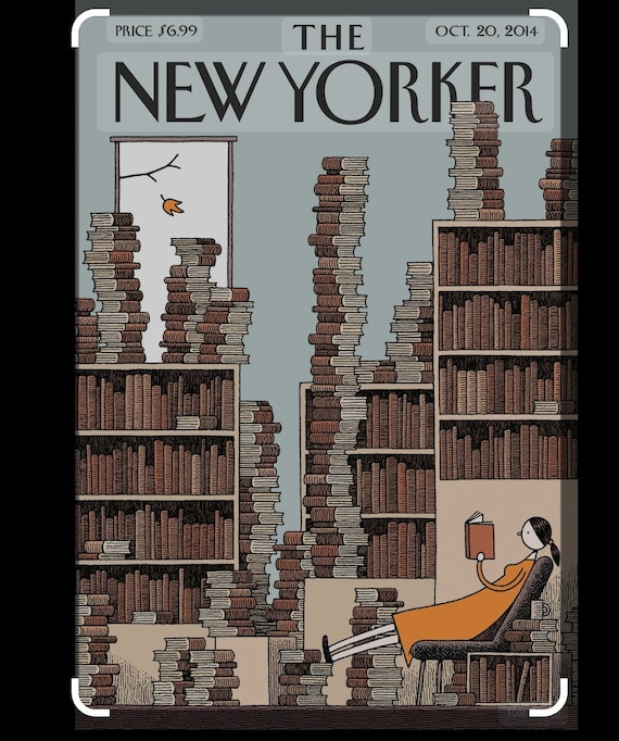 New Yorker Magazine Cover Fall Library by Tom Gauld 2024 - Etsy