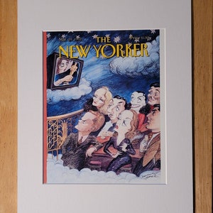 New Yorker Magazine Cover - Movie Stars - Watching from Heaven- by Edward Sorel - 1993