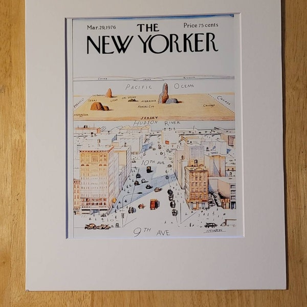 New Yorker 9th Ave.. Magazine Cover - view of the world - 9th Avenue - March 29, 1976