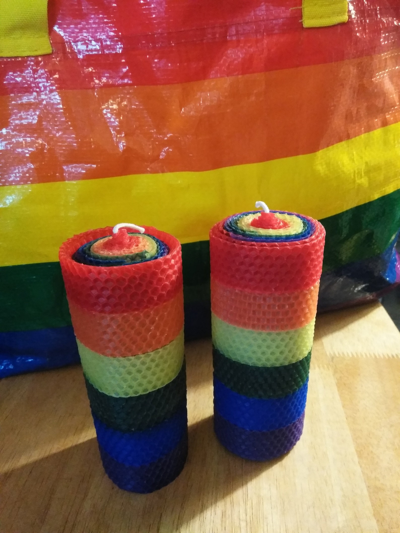 Beeswax Rainbow Pride Pillar Candles Set of Two Beeswax Pillars Etsy