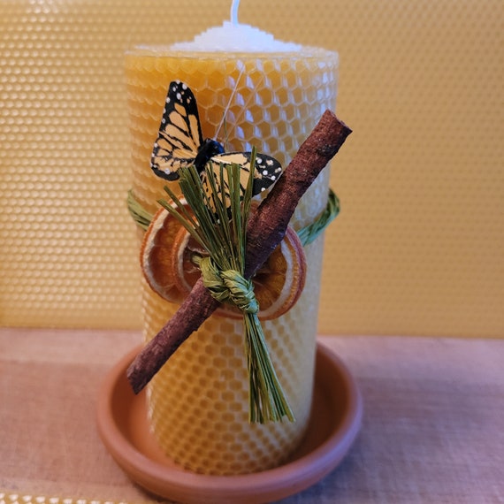 Beeswax Candle Beeswax Candle With Butterfly and Etsy