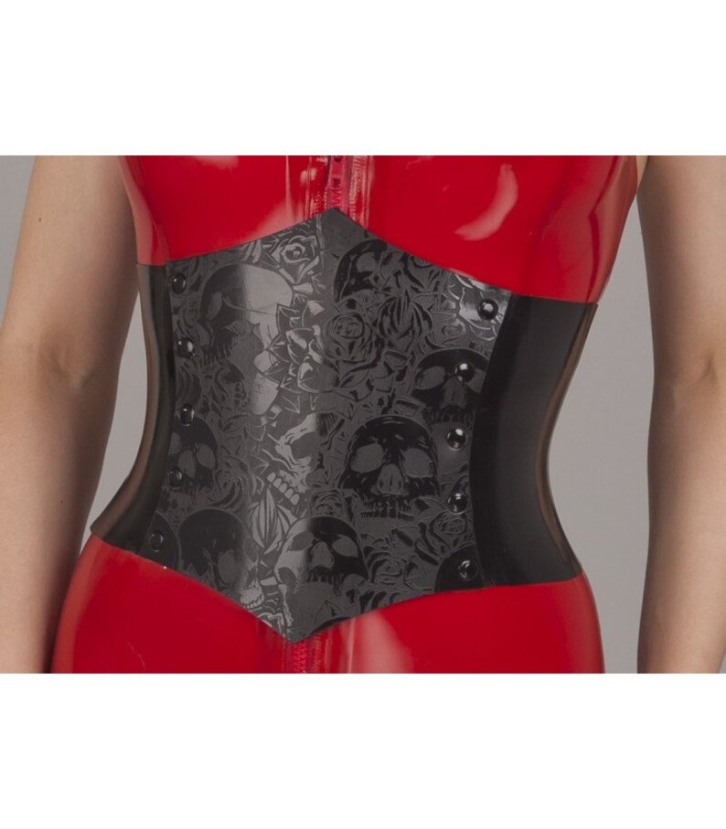 Latex Corset Belt Rubber Waist Cincher Etched Latex Waspie Etsy