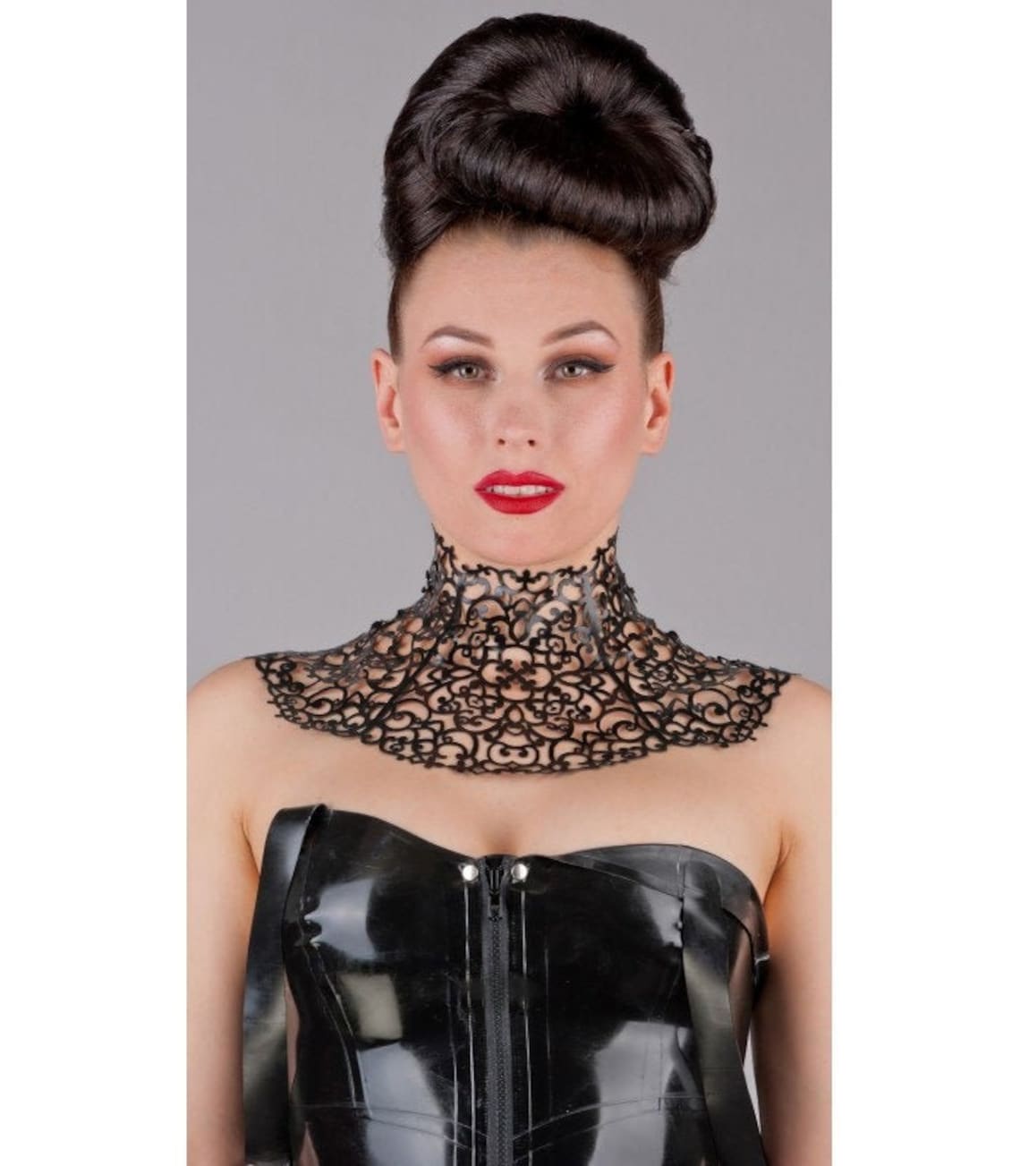 Laser Cut Neck Corset Black Latex Neck Decoration Elegant | Etsy