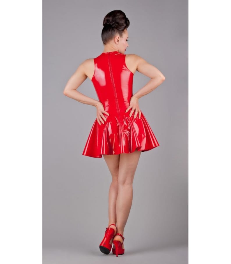 Red PVC Circle Dress Stretch Vinyl Skater Dress Babydoll | Etsy