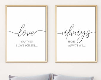 Ensemble de 3 imprimables pour couple, vœux de mariage/signe, oeuvre d'art murale pour la chambre à coucher, citation romantique, cadeau d'anniversaire