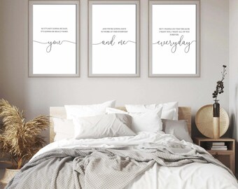 couple bedroom wall art printable set of 3,you me everyday movie quote art,bedroom poster,above bed decor,couple prints,master bedroom art