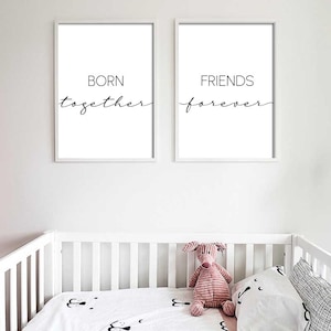 Born Together Friends Forever Twins Sibling Room Printable Set of 2 ...