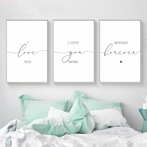 I love you forever printable set of 3,couple bedroom wall art,valentine gift,above bed wall art,minimal poster,nursery wall art,love poster