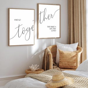 And So Together They Built A Life They Loved Printable Set of 2,Couple Bedroom Wall Art,Over Bed/Sofa Art,Valentines Gift,Romantic Saying