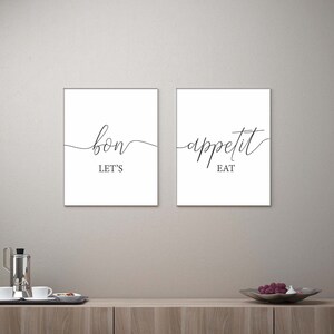 Bon Appetit Let's Eat Printable Set of 2,kitchen Wall Art,dining Room ...
