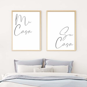 Mi Casa Su Casa Guest Room Sign,Printable Artwork of 2,Guest Bedroom Decor,Air BNB sign,Farmhouse Wall Art,Over Bed Signs,Minimal Wall Art