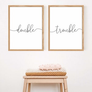 Double Trouble Twin Nursery/kids Digital Set of 2,toddler Sibling Wall ...