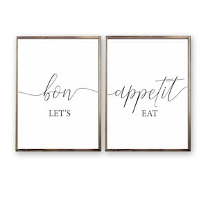 Bon Appetit Let's Eat Printable Set of 2,kitchen Wall Art,dining Room ...