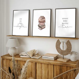 Just One More Chapter Print Set: Books Wall Art, Library Decor (Digital Download)