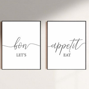 Bon Appetit Let's Eat Printable Set of 2,kitchen Wall Art,dining Room ...