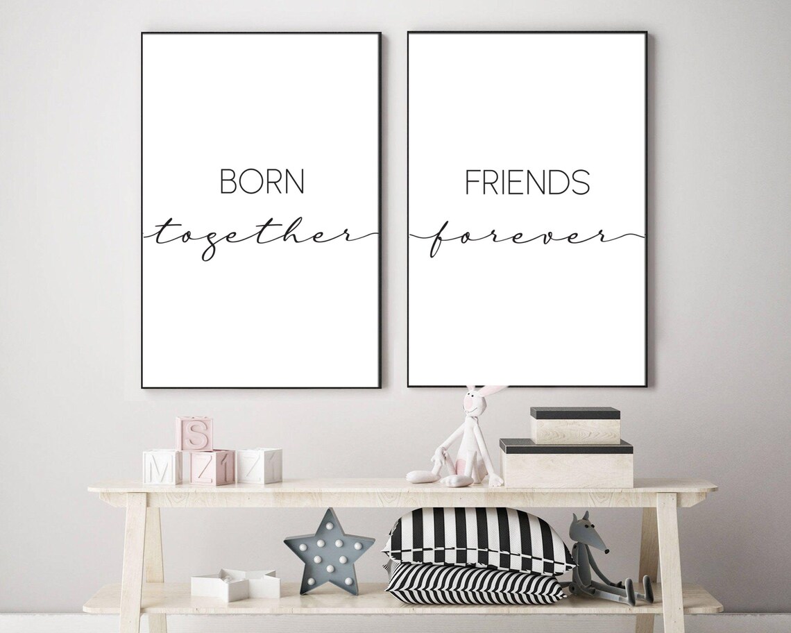 Born Together Friends Forever Twins Sibling Room Printable Set - Etsy UK
