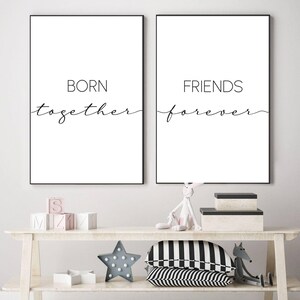 Born Together Friends Forever Twins Sibling Room Printable Set of 2 ...